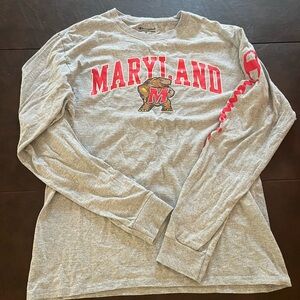 Champion Gray Maryland Long Sleeve Shirt with Red Accents